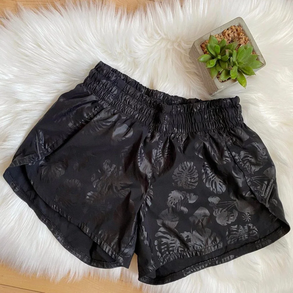 Athleta racer run short palm print 4.5" black XXS - Picture 2 of 8